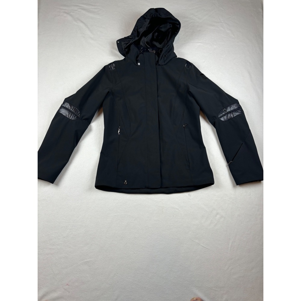 Spyder Women's Hooded Softshell Jacket Black Ski Snow Coat Size 12